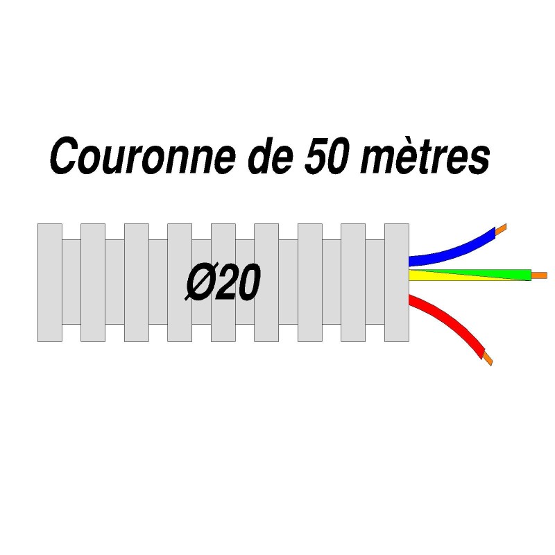 3G2.5mm² Gaine électrique préfilée ICTA BRT D20 50m